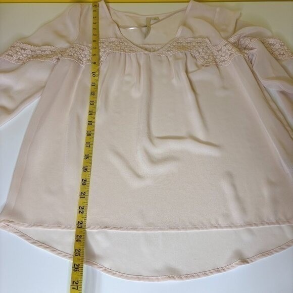 LC Lauren Conrad Womens Dainty Fairy Sheer Lace Top Size XSmall 3/4 Sleeve Boho - Picture 7 of 11